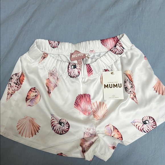NWT Show Me Your MuMu Seashell Print Pajama Set - White and Pink - Picture 2 of 7